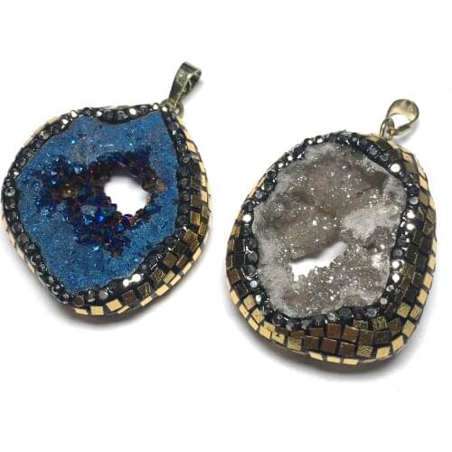 Fashion Natural Stone Quartz Crystal Agater Pendants Irregular Charms for Jewelry Making DIY Necklace Size 20x35-25x35mm