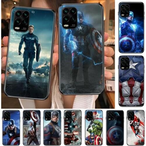 Captain America cartoon Phone Case For XiaoMi Redmi Note 10 9S 8 7 6 5 A Pro T Y1 Anime Black Cover Silicone Back Pre