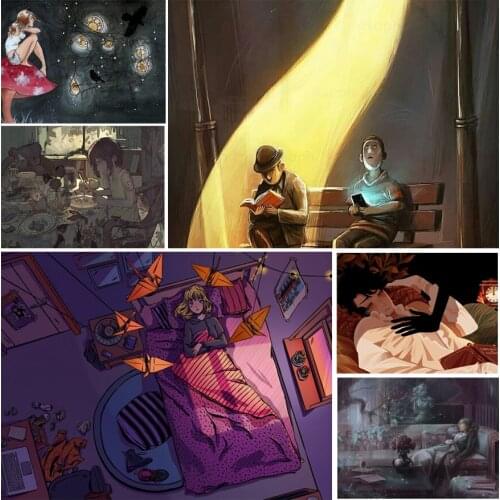 Cartoon Scenery 5D Diy Full Square and Round Diamond Painting Embroidery Cross Stitch Kit Wall Art Club Home Decoration for Gift