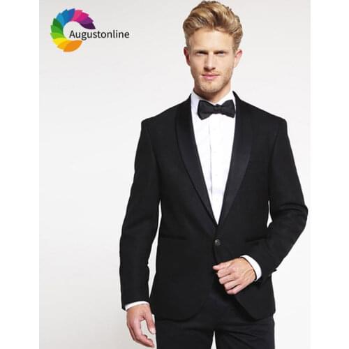 Custom Made Black Groom Tuxedo Men Suits Pants Shawl Lapel Wedding Suits Slim Fit Costume Homme Best Man Blazer Jacket 2Piece