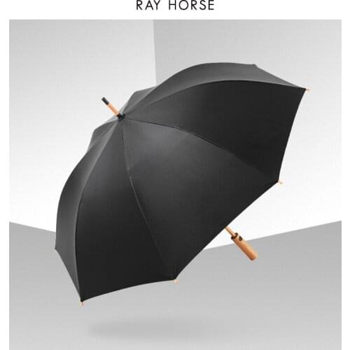 RAY HORSE Straight Bar Bamboo Handle Umbrella Mens Business Vinyl Travel Umbrella Academy Outdoor Umbrella