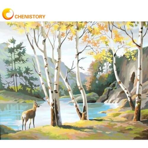CHENISTORY Painting By Numbers Nature Animal Scenery Acrylic Oil Painting Hand Painted Art Gift DIY Picture Kit Home Decor Kits
