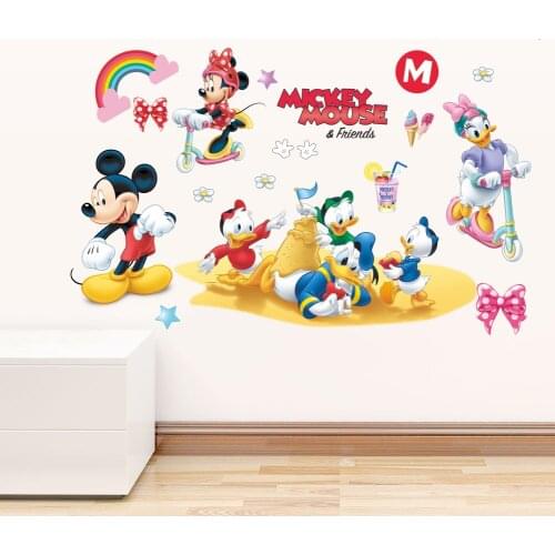 Cartoon Disney Mickey Minnie Wall Stickers For Home Decor Nursery Kids Baby Rooms Wall Decals Pvc Mural Art Diy Poster