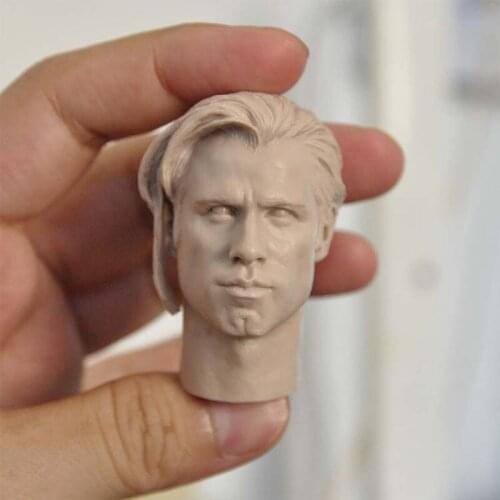 Unpainted 1/6 John Travolta Head Sculpt Male Soldier Head Carving Fit 12'' Action Figure Body for Fans DIY