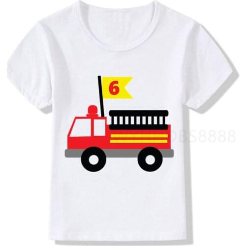 New Summer Baby Boys Girls Fireman Clothes Short Sleeve O-neck T Shirt Pure Fire Truck T-shirt Brand Tee Tops Unisex 1-10