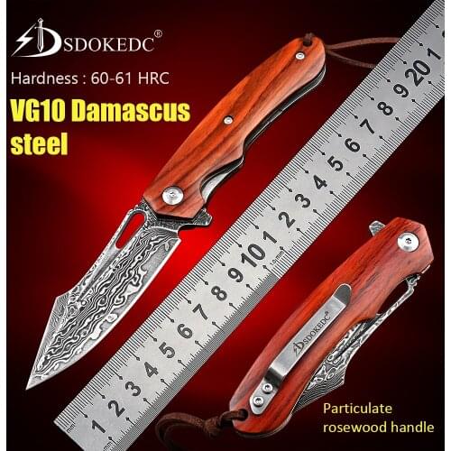 Knives hunting knife survival folding knife self defense weapons for women pocket knife tactical military VG10 damascus knife