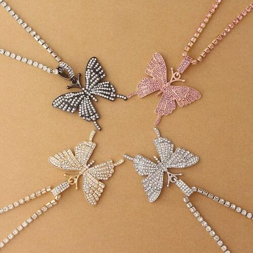 Butterfly Necklace INS Temperament Single-layer Claw Chain Necklace Simple and Versatile Jewelry Inlaid with Rhinestones