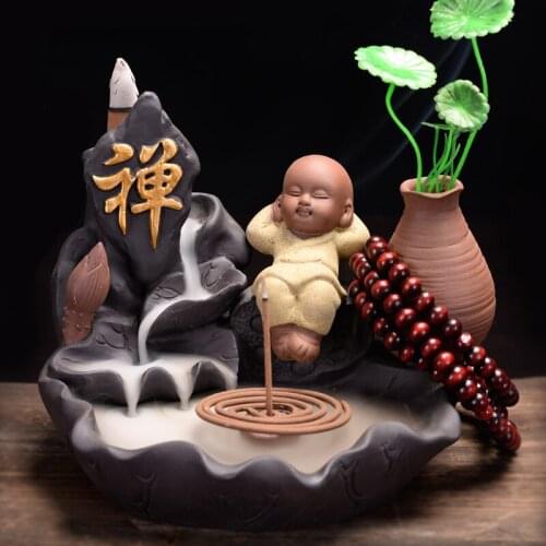 Purple Clay Backflow Incense Burner Bowl Insenso Candle Aroma Incense Burner Holder Spiritual Decor Incensario Zen Garden YD50XL