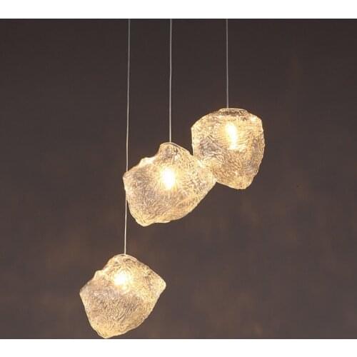 Fast selling popular Nordic glass stone lamp bedroom dining hall corridor balcony LED ice block Chandelier