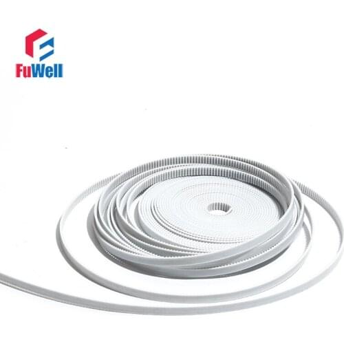 2GT Type White PU Opened Timing Belt 2mm Teeth Pitch Gear Pulley Belt 6mm/10mm Width Polyurethane Transmission Belt