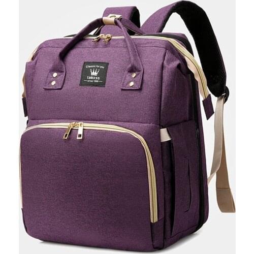 USB Design Backpack Diaper Bag Large Capacity Waterproof Foldable Bed Mother Bags for Baby