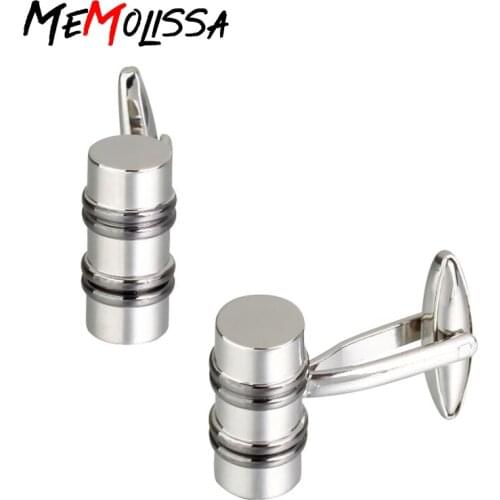 MeMolissa Silver Cylinder Design Cufflinks interesting Big Hammer Shape Festival Fashion Dress Shirt Mens Jewelry Cuff Links