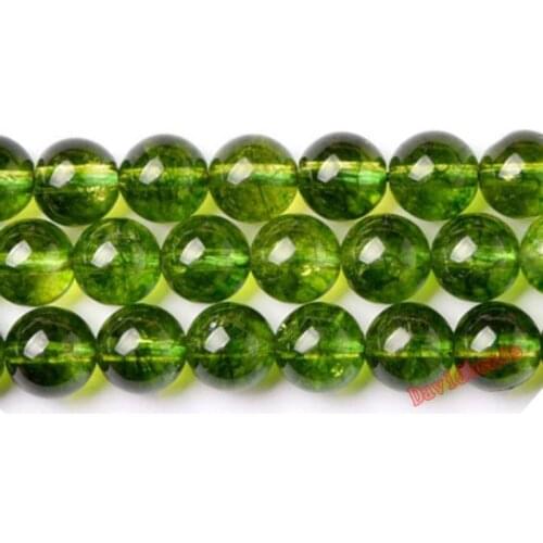 Fctory Price Natural Stone Smooth Olive Green Quartz Loose Beads 16" Strand 6 8 10 12 MM Pick Size For Jewelry Making diy