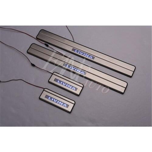 Stainless Steel Led Door Sill Scuff Plate Guard Sills Protector Trim For Nissan Livina 2006-2018