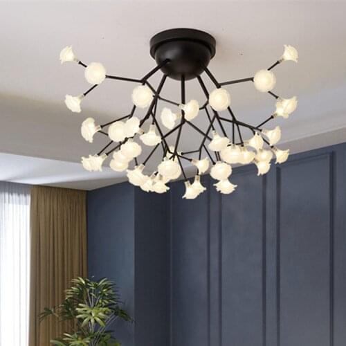 LED tree branch chandelier Firefly art deco lamp Hanging flower chandelier for Living designer round chandelier lighting