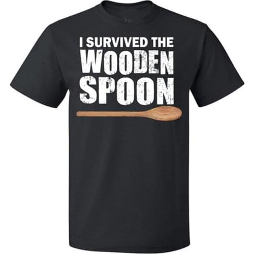 I Survived the Wooden Spoon T shirt Men Survivor Funny Childhood printing short sleeve casual tee US plus size S-3XL