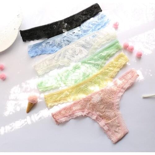 Women Thong Panties Sexy Lace Pants String Transparent Full Lace 3PCS/LOT Solid Color Underwear Women Lingerie Young Girls