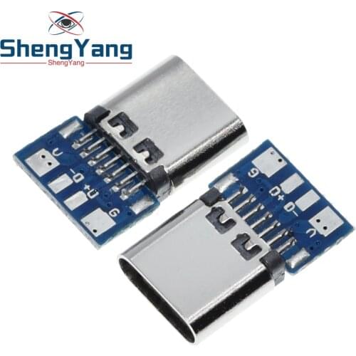 10pcs USB 3.1 Type C Connector 14 Pin Female Socket receptacle Through Holes PCB 180 Vertical Shield USB-C