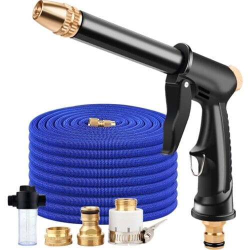 100ft High Pressure Car Wash Water Gun Expandable Magic Hose Flushing Foam Spray Nozzle Suit Garden Watering Sprinkler Gun Tool