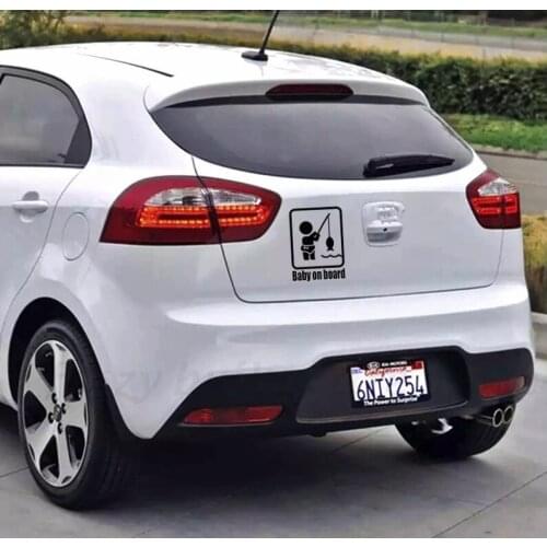 12X16.3CM BABY ON BOARD Fishing Fashion Vinyl Car Sticker Funny Personality Window Decals N431
