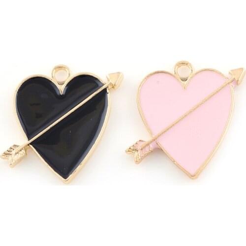 23*25mm Enamel An Arrow Through A Heart Metal Charms Heart Charms Pendant for Bracelet Necklace Jewelry Making