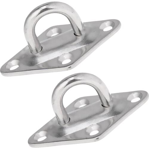 2x Stainless Steel Diamond Pad Eye Plate Heavy Duty Marine Hardware 5mm