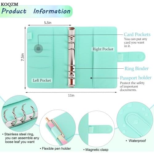 36 Pcs Budget Binder A6 PU Leather Notebook Binder Cash Envelope System