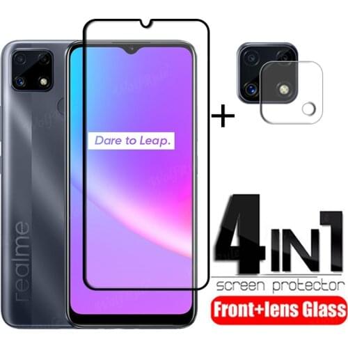 4-in-1 For Realme C25S Glass For OPPO Realme C25S Tempered Glass Full Cover Film Screen Protector For Realme C25 C25S Lens Glass