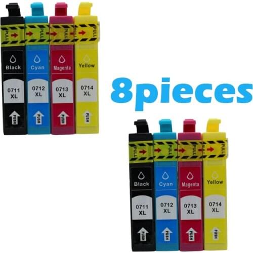8pcs Compatible Ink Cartridge For Epson T0711 T0712 T0713 T0714 for epson Stylus D78 D92 D120 DX4000 DX4050 DX4400 T0711-T0714