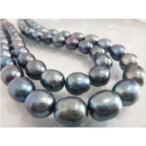 Free shipping SINGLE STRANDS AAA 12-14MM NATURAL TAHITIAN BLACK PEARL NECKLACE 35 inch 14 a(5.18)