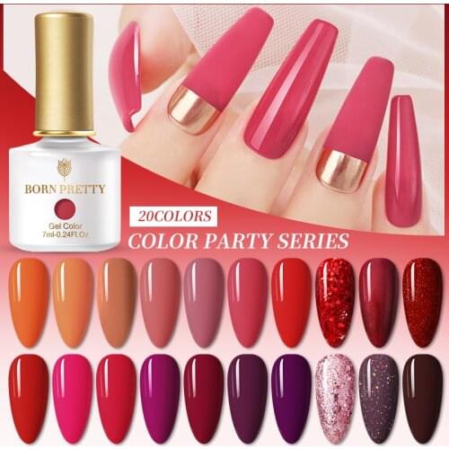 BORN PRETTY Red Colored Gel Nail Polish 7ml Semi-permanent Varnish Base Top Coat Soak Off UV LED Hybrid Gel All For Manicure