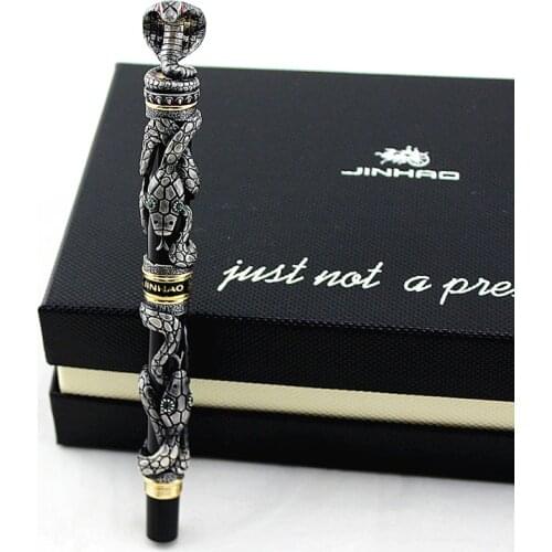 Jinhao Double Dragon / Snake Vintage Luxurious Fountain Pen / Pen Holder Full Metal Carving Embossing Heavy Gift Pen Collection
