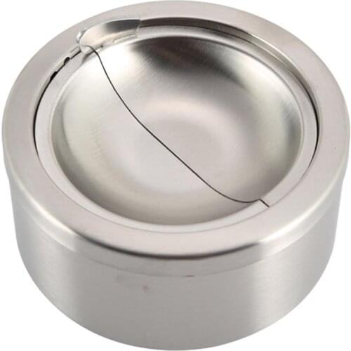 JX-LCLYL 1pc Stainless Steel Cigarette Lidded Ashtray Silver Windproof Ashtray with Lid