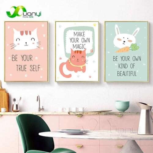 Nordic Lovely Cartoon Little Animal Poster Wall Prints Canvas Painting Cuadros Decoraction Wall Picture For baby Room Unframed