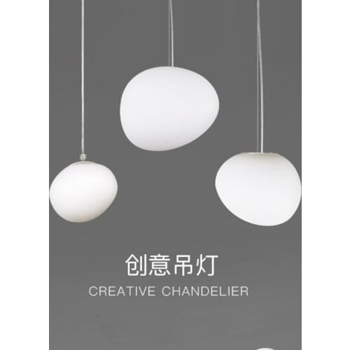 Creamy white oval cobblestone chandelier Nordic living room restaurant personality shopping mall staircase creative glass LED