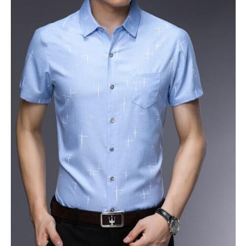 Fashion New Spring Solid Mens Shirt Regular Fit Short Sleeve Shirts Casual Slim Fit Social Shirt Hot Sale