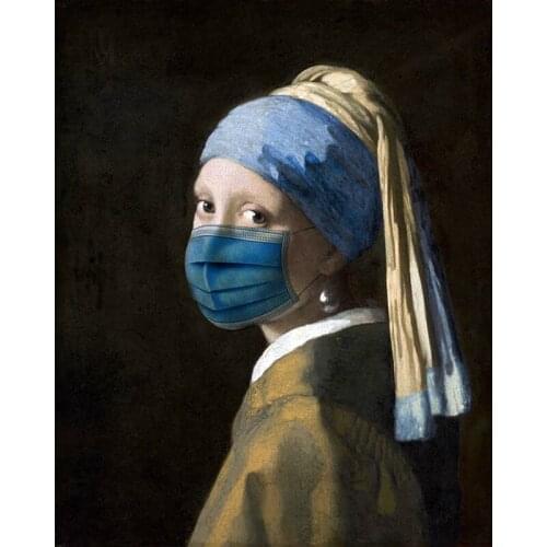 DIY Painting By Numbers Masked Girl with a Pearl Earring Oil Picture By Numbers Wall Art Painting on Canvas Home Decoration Gift