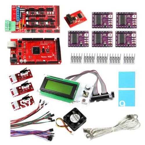 3D Printer Kits-Smart LCD2004 Display, DRV8825 stepper motor driver,RAMPS1.4 Shield,Mega2560, Heatsink & SD