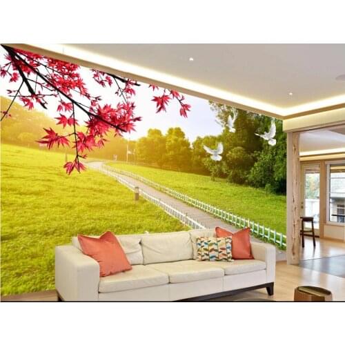 Wall paper 3 d custom any size 3d wall mural on the wall Field grassland natural scenery photo wallpaper for living room