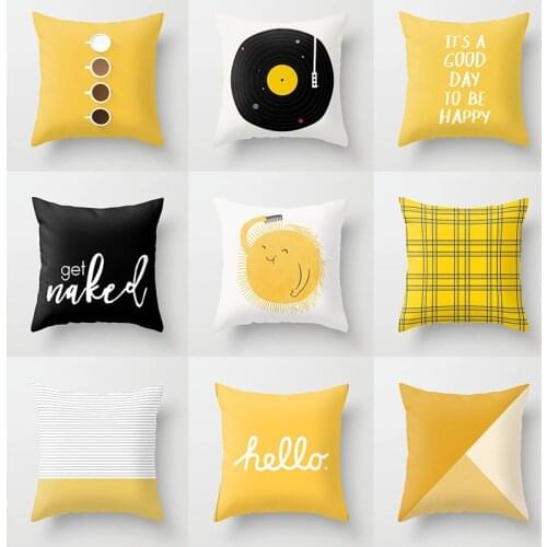 Yellow and Grey Home Decor Letters Fashion Printing Simplicity Nordic Car Room Sofa Cushion Cover Fundas De Cojines Decorativos