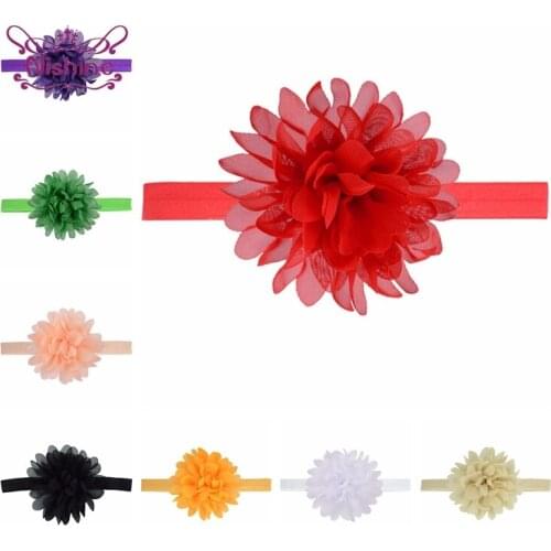 Nishine 10 CM 20 Colors Handmade Chiffon Flower Headband Newborn Infant Elastic Hair Bands Baby Accessories Photography Headwear