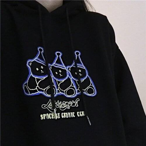 New Autumn Hoodie Women College Hoodie Cartoon Bear Print Hoodie Vintage Loose Hooded Pullover Harajuku Hoodie Casual Man Hoodie