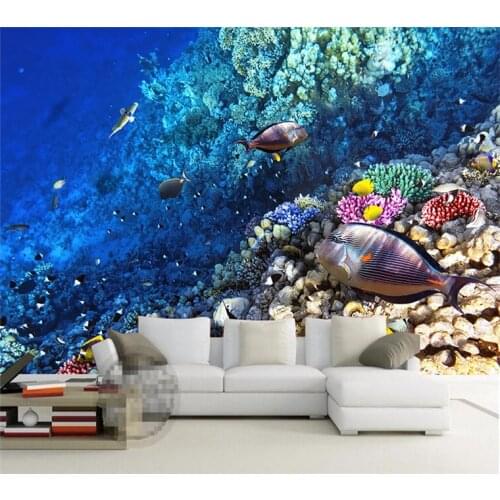Custom Photo Wallpaper 3D Stereo Underwater World Of Marine Fish Living ChildrenS Room TV Background Wall Sticker