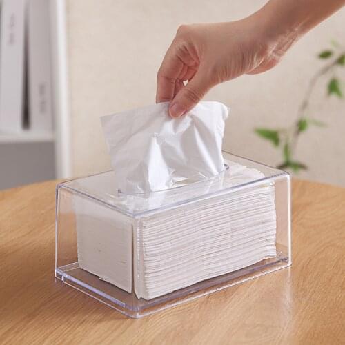 Rectangle Clear Tissue Dispenser Box Acrylic Tissue Box Cover Holder Napkin Organizer for Bathroom Kitchen Tissue Box Holder