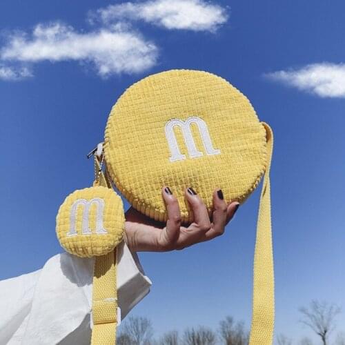 PURFAY Mini corduroy Women Shoulder Bag M&M Cotton Tote Shopper Bag Chic Eco Reusable Shopping Bag Roll Bag