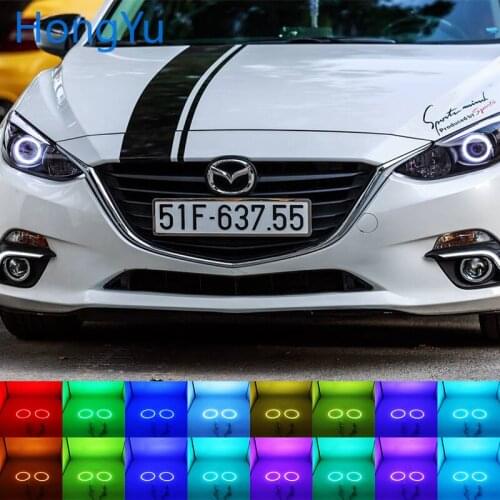 Headlight Multi-color RGB LED Angel Eyes Halo Ring Eye DRL RF Remote Control for mazda 3 2010 2011 2012 2013 2014 Accessories