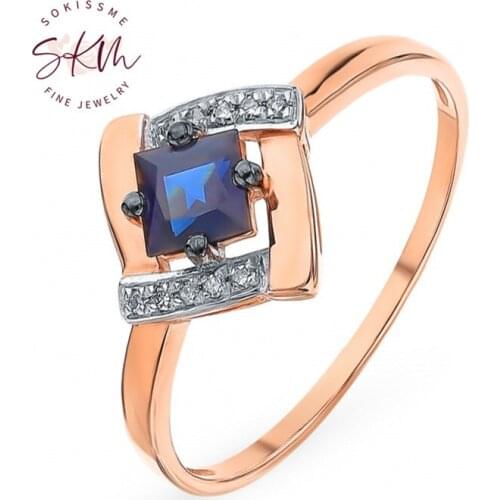 SKM luxury rings for women flower rings 14k rose gold brand designer Engagement rings designer Promise Luxury Fine Jewelry