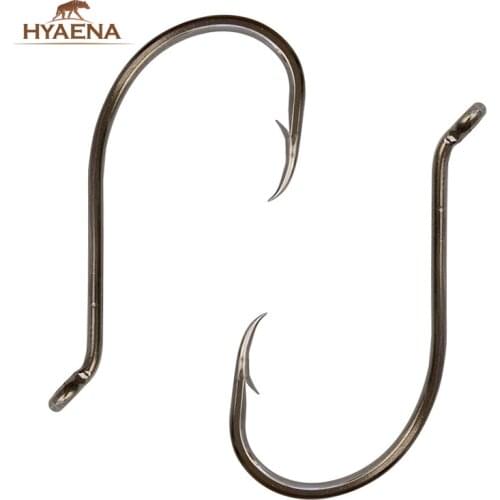 Hyaena 100pcs 8299 High Carbon Steel Fishing Hooks Octopus Beak Bait Offset Fishing Hook Size 1# 2# 6# 8# 2/0 3/0 4/0 5/0 6/0