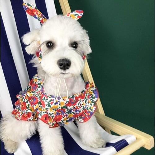 Flora Cute Dog Sundress exotic Clothes For Small Dog Fashion Dog Skirt Sleeveless Wedding Princess Dress Puppy Pet Cat Cotton