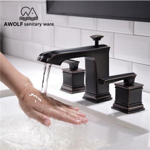 Bathroom Faucet Solid Brass Chrome Matte Black ORB Luxury Sink Basin Faucet 3 Pcs Hot Cold Mixer Water Tap ML8083